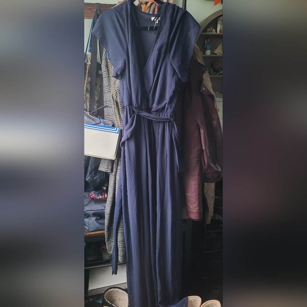 Baltic Born Blue Sleeveless Cowl Neck Gown